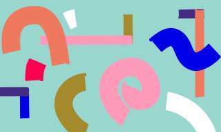 Bunte Formen auf einem hellblauen Hintergrund.