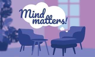 Ein Grafikbild auf dem zwei Stühle und eine Sprechblase mit dem Text "Mind matters!" abgebildet sind.